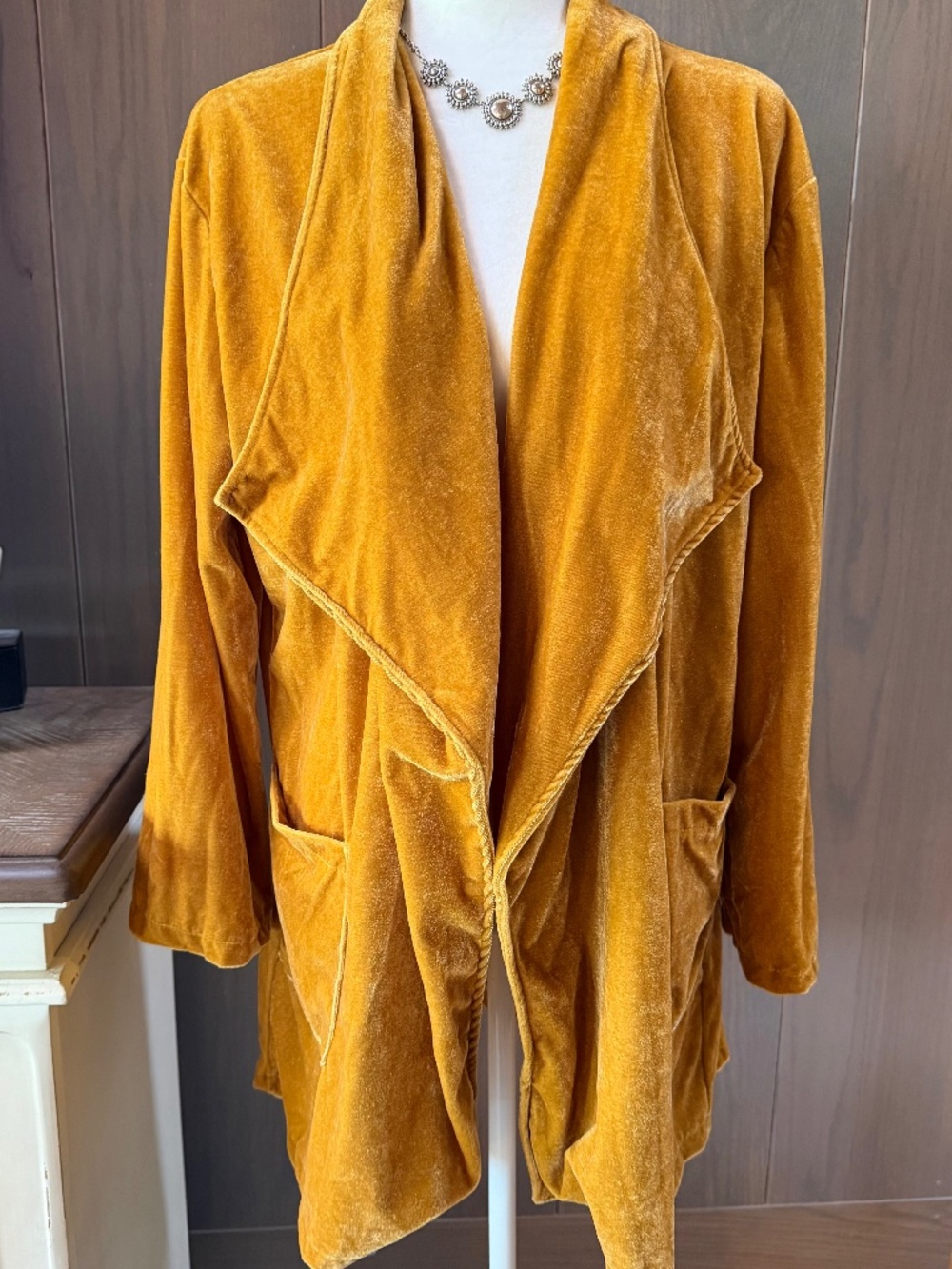 AMARYLLIS Draped in Velvet Cardigan Mustard 1X